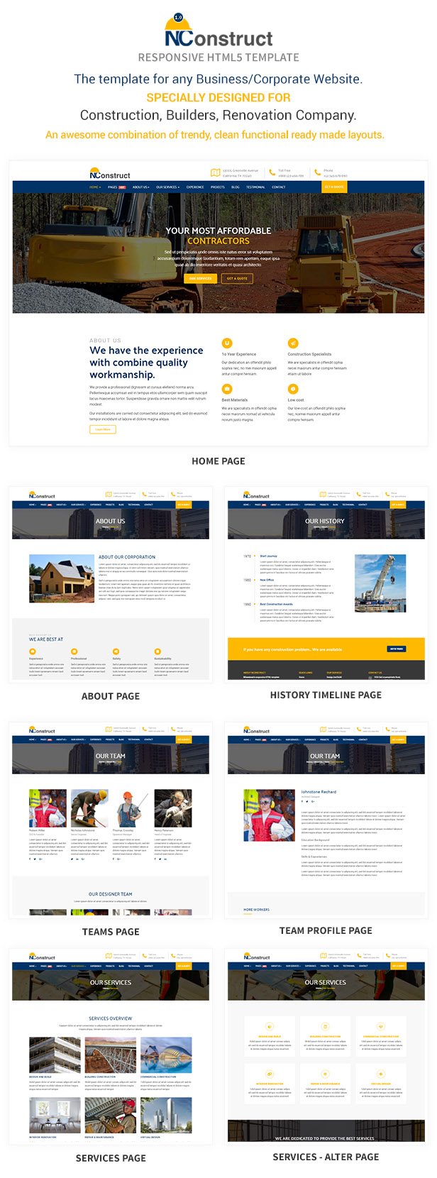 NConstruct - Business Template for Construction, Building, Renovation Company