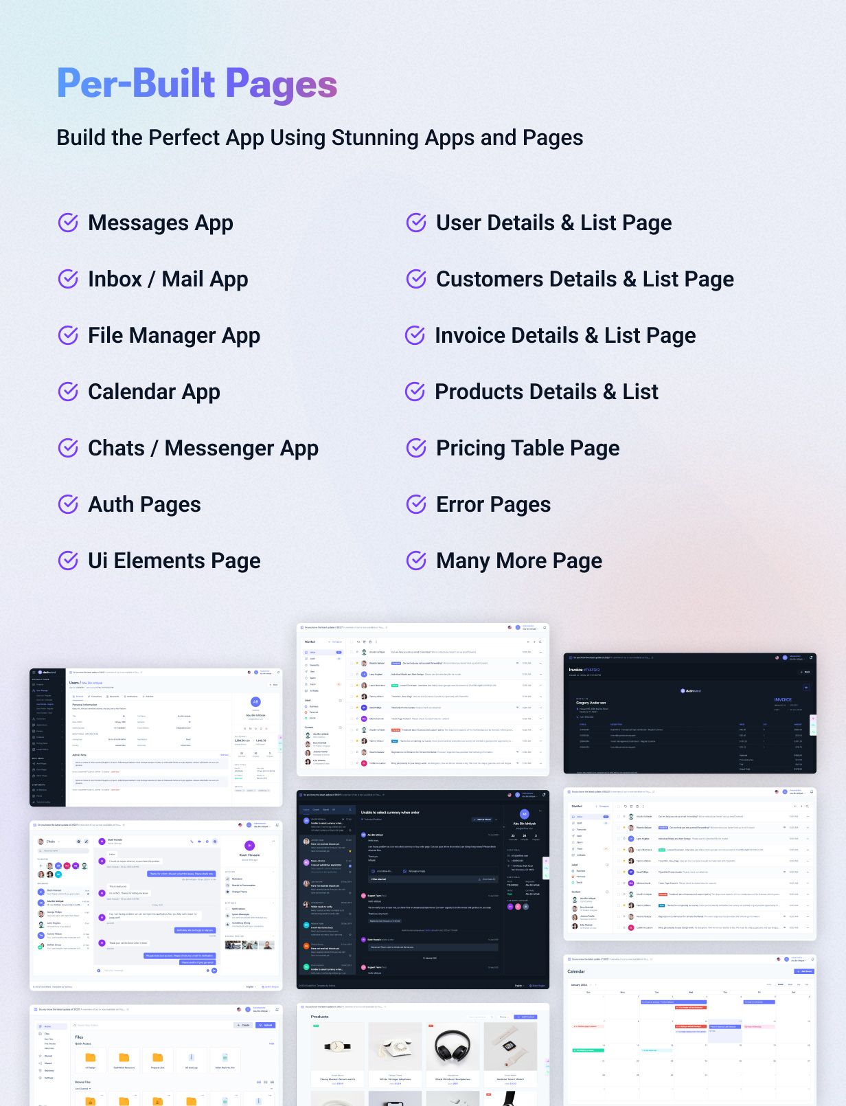 DashWind Prebuilt Pages and Apps