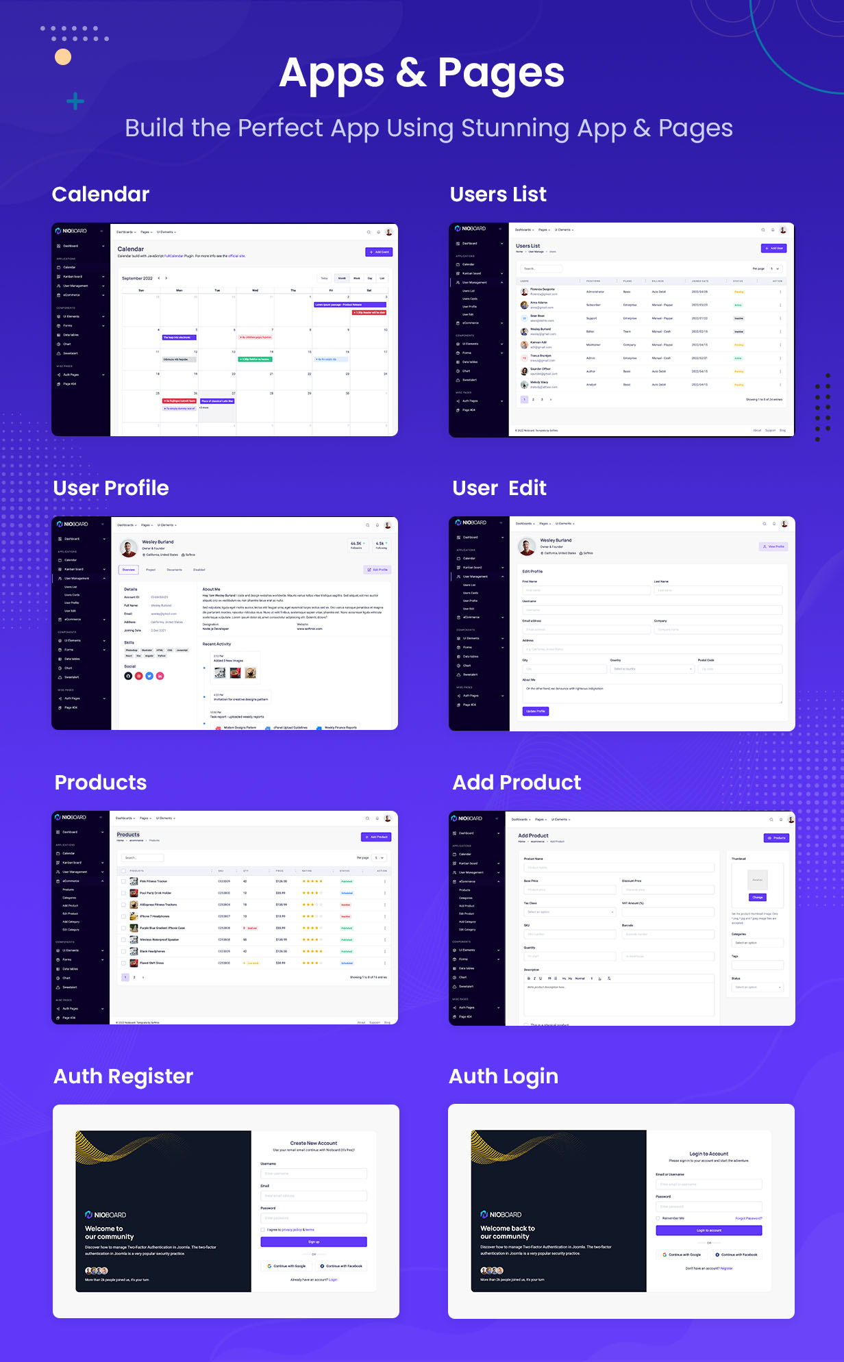 NioBoard - Prebuilt Pages and Application